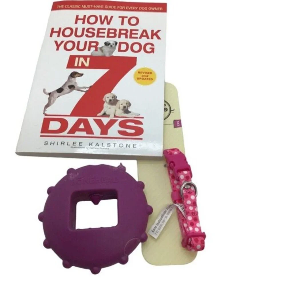 New Puppy Starter Items Potty Training Book Snap Closure Collar Treat Holder